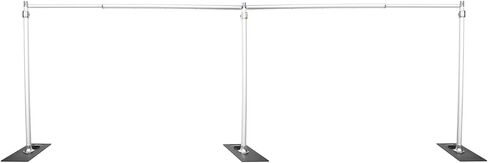 Ambitful 10x10ft Heavy Duty Pipe and Drape Frame Kit, Adjustable Height/Width Pipe and Drape All-Metal Construction Backdrop Stand for Party, Birthday, Wedding - Silver (10X10FT Double Crossbar) in Saudi Arabia