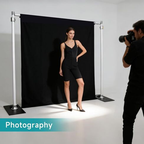مجموعة إطارات وإطارات للأنابيب شديدة التحمل مقاس 10 × 10 أقدام، قابلة للتعديل للارتفاع/العرض للأنابيب والستائر، حامل خلفي معدني بالكامل للحفلات، وأعياد الميلاد، والزفاف - فضي (عارضة مزدوجة 10 × 10 أقدام) in Kuwait