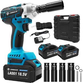 Cordless Impact Wrench,369 ft-lbs Brushless 1/2 inch Torque Impact Gun Speed High Torque Power Tool with 2x 4.0Ah Battery Charger 4 Sockets Electric Impact Wrench for Tire Removal Rusted Bolt in Saudi Arabia
