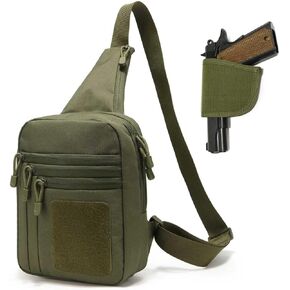 Concealed Carry Tactical Sling Bag for Men Small Chest Daypack Gun Backpack EDC Shoulder Bag Crossbody CCW Range Bags of Pistol -Right&Left Hand Travel Sports Hiking in Kuwait