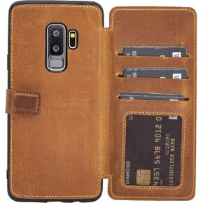 علبة هاتف فيرونا فيرونا الجلدية متوافقة مع Samsung Galaxy S9 Plus (6.2 بوصة) - حظر RFID SNAP -ON COVER BACK WALLET SLIP SLIT in Kuwait