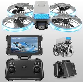 طائرة بدون طيار صغيرة RC قابلة للطي مع كاميرا 1K HD كوادكوبتر، جهاز تحكم عن بعد قابل للطي 2.4 بوصة، بطاريتان وحقيبة حمل - واقي المروحة الآمن، تقلبات ثلاثية الأبعاد، إقلاع/هبوط بمفتاح واحد، هدية مثالية للمبتدئين والكبار in Kuwait