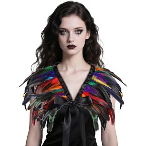 THARAHT Feather Shawl for Women Shrug Collar Angel Demon Accessories Cape Halloween Carnival Party in Saudi Arabia
