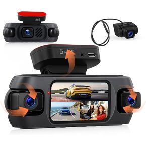 360 Degree View 4 Channel Dash Cam Front and Rear Inside Left Right, Dash Camera for Car, Built-in Night Vision, 24/7 Recording Parking Mode Monitor in Kuwait