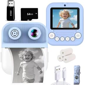 Dual-Lens Instant Print Camera for Kids, 48MP Thermal Instant Printing Camera with 2.4 Inch IPS Screen for Toddler, Boys Girls Christmas Birthday Gifts Photo Printer with 64GB SD Card (Pink) in Saudi Arabia