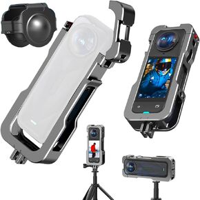 Metal Cage for Insta360 X5, Case for Insta 360 Accessories, Aluminum Alloy Camera Cage for Insta360x5 with Quick Release Safety Lock, Frame with Silicone Lens Cover Guard Cap in Saudi Arabia