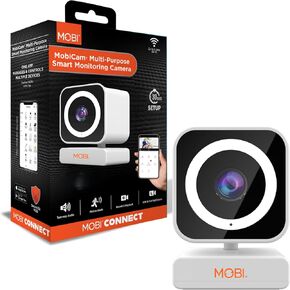 MobiCam MP 1080p Wi-Fi Smart Home Security لمراقبة الأطفال، كاميرا للكلاب مع كشف الحركة، كاميرا صوتية ثنائية الاتجاه مع رؤية ليلية ملونة، ضوء كشاف مدمج، كشف الحركة، إعداد أبيض لمدة 30 ثانية in Kuwait