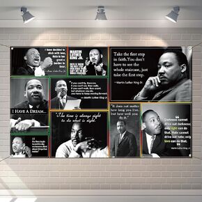 مارتن لوثر كينغ جونيور صورة بوث خلفية يوم MLK اقتباسات ديكورات تاريخ أسود شهر مدرسة الفصول الدراسية لوحة إعلانات ديكور (5.9 × 3.6 قدم) in Kuwait