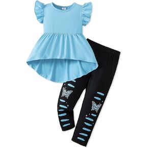 ملابس فتاة صغيرة طفل تسقط ملابس الكشكشة قميص أعلى سروال زهري ملابس شتوية الملابس in Kuwait