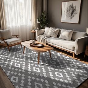 سجادة منطقة أكاديميا داكنة، سجادة ناعمة قابلة للغسل في الغسالة مقاس 8 × 10، غير قابلة للانزلاق، لا تساقط، متينة وسهلة العناية، مثالية لغرفة المعيشة وغرفة النوم وغرفة الطعام. in Kuwait