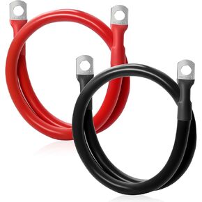 4AWG 15-Inches Battery Cables Set, (1 Positive & 1 Negtive) with 3/8" M10 Lug Terminals, Power cord inverter jumper cables, Battery Cable for Car, Truck, Solar, Marine, Lawn Mower, RV in Saudi Arabia