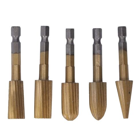 5Pcs Metal Grinding Drill Bit, Gold Carbide Burr Set, High Speed Steel Die Grinder Bits for Wood, Stone Carving, Steel Metal Working in Saudi Arabia