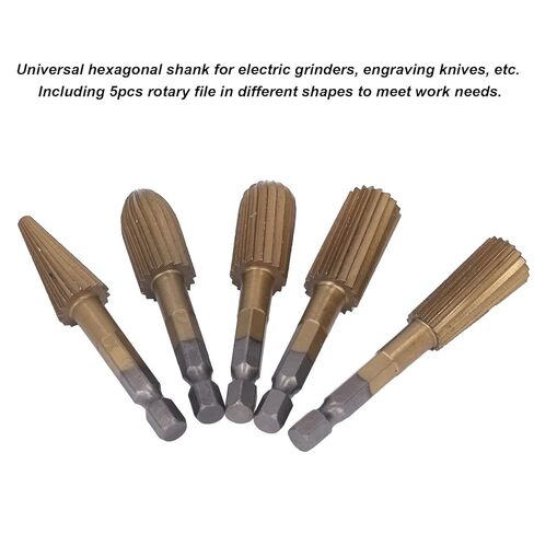 5Pcs Metal Grinding Drill Bit, Gold Carbide Burr Set, High Speed Steel Die Grinder Bits for Wood, Stone Carving, Steel Metal Working in Saudi Arabia