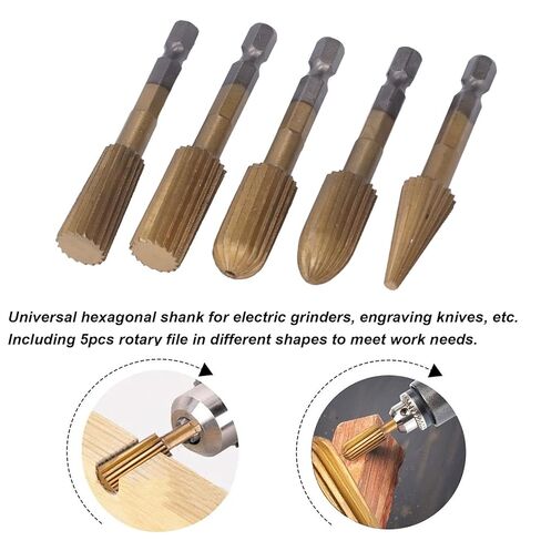 5Pcs Metal Grinding Drill Bit, Gold Carbide Burr Set, High Speed Steel Die Grinder Bits for Wood, Stone Carving, Steel Metal Working in Saudi Arabia