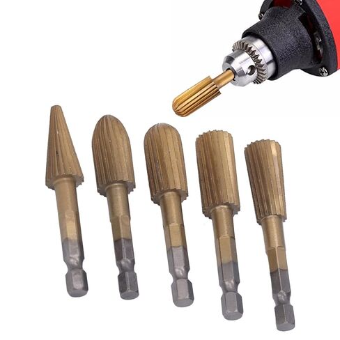 5Pcs Metal Grinding Drill Bit, Gold Carbide Burr Set, High Speed Steel Die Grinder Bits for Wood, Stone Carving, Steel Metal Working in Saudi Arabia