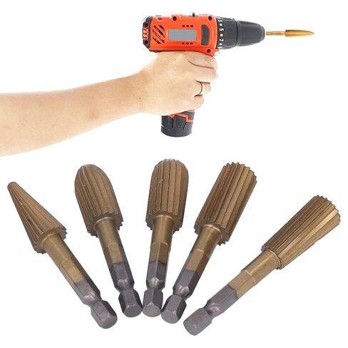 5Pcs Metal Grinding Drill Bit, Gold Carbide Burr Set, High Speed Steel Die Grinder Bits for Wood, Stone Carving, Steel Metal Working in Saudi Arabia