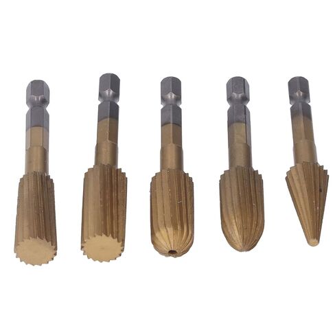 5Pcs Metal Grinding Drill Bit, Gold Carbide Burr Set, High Speed Steel Die Grinder Bits for Wood, Stone Carving, Steel Metal Working in Saudi Arabia