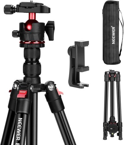 NEEWER BASICS Camera Tripod Monopod, 77" Compact Lightweight Travel DSLR Video Stand 360° Ball Head, Arca Type QR Plate, Reversible Legs, Inverted Central Axis & 2 Cleaning Cloths, 13lb Max Load, TP08 in Kuwait