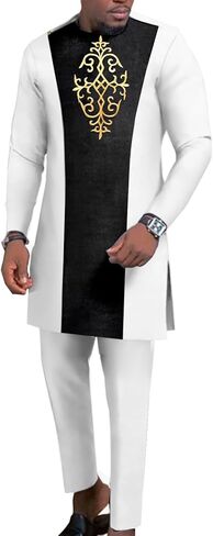 الدعاوى الأفريقية للرجال المخملية المرقعة Dashiki قميص بانت 2 قطعة ملابس ملابس غير رسمية الملابس النيجيرية in Kuwait