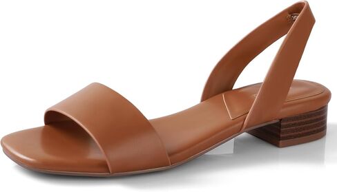 Ankis Low Heel Women Sandal Square Open Toe Brown Black White Leather Flat Sandal Comfortable Summer Slip on Slide Shoe Casual Beach Party Wedding 2025 in Kuwait