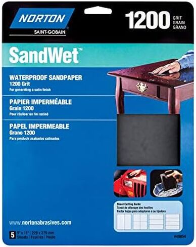 Norton 9" X 11" Wet Sand Sheet 1200 Grit (5) in Saudi Arabia