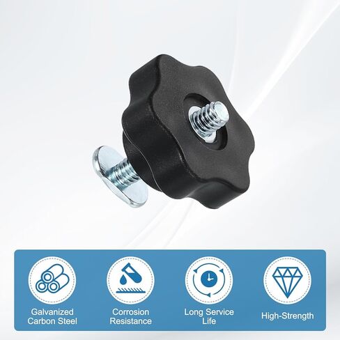 uxcell 6 Set t Track Knob Kit with Star Knobs and 1/4"-20 x 1-1/4" t Slot Bolts, t Slot Drop-in Sliding Bolts Accessories for Woodworking Jigs and Fixtures, Silver in Saudi Arabia