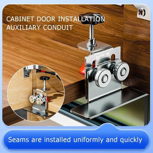 Cabinet Door Installation Positioner, Quick-Install Cabinet Door Installation Tool Mounting Jig for Most Cabinet Doors Attaching Hinges, Adjustable Aluminium Alloy Door Installation Clamp 1pcs in Saudi Arabia