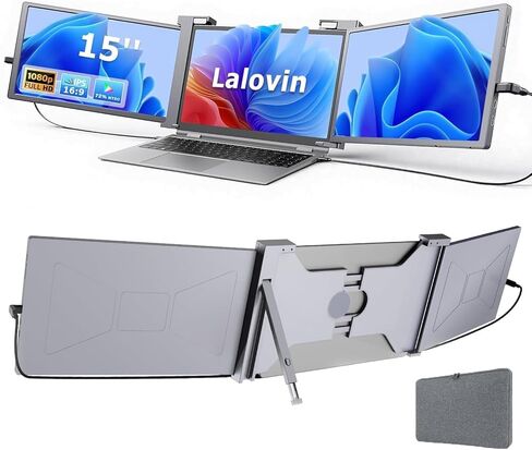 15 بوصة شاشة الكمبيوتر المحمول ، 1080p FHD IPS شاشة ثلاثية محمولة لـ 15 "-17.3" كمبيوتر محمول ، موسع شاشة التوصيل والتشغيل مع منفذ USB-C/HDMI لنظام التشغيل Mac/Windows/Chrome/Android ، رمادي ، رمادي in Kuwait