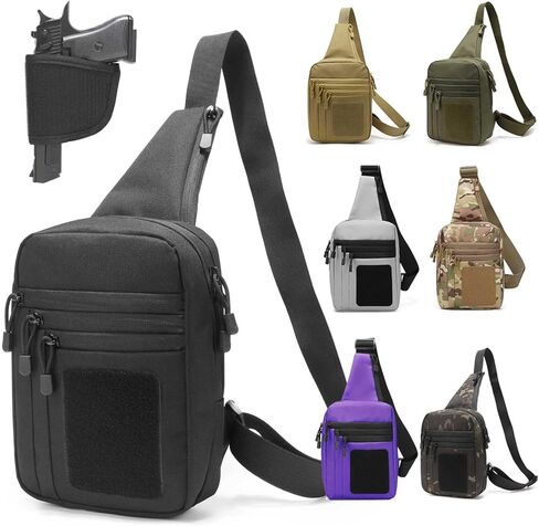 Concealed Carry Tactical Sling Bag for Men Small Chest Daypack Gun Backpack EDC Shoulder Bag Crossbody CCW Range Bags of Pistol -Right&Left Hand Travel Sports Hiking in Kuwait
