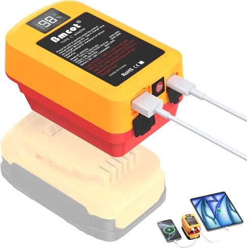 65W Fast Battery Charger Compatible with Dewalt 20V Max and Compatible with Milwaukee 18V Batteries, with Type-C/USB Dual Output, LED Digital Display (Charger Only) in Kuwait