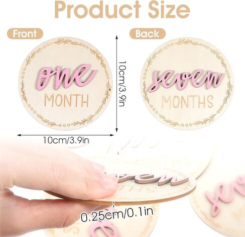 6 PCS Baby Monthly Milestone Cards, Double Sided Wooden 3D Milestone Cards Signs for Photos Announcement Sign 1-12 Months Photography Photo Newborn Keepsake Gift(Pink) in Saudi Arabia
