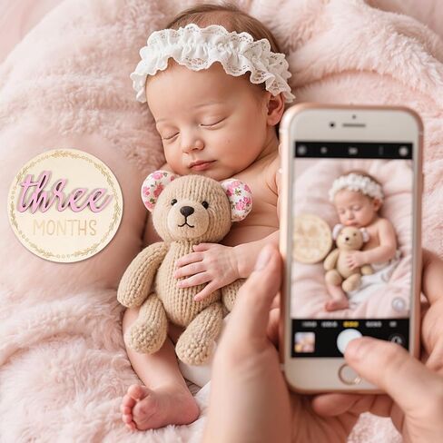 6 PCS Baby Monthly Milestone Cards, Double Sided Wooden 3D Milestone Cards Signs for Photos Announcement Sign 1-12 Months Photography Photo Newborn Keepsake Gift(Pink) in Saudi Arabia