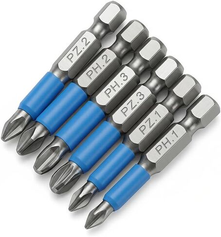 6PCS Anti Slip Bits, Magnetic Phillips Bit, Anti Slip Screwdriver Bits with Magnetic Tip for Power Screwdriver Drill Impact Driver Tool Accessory(PH1, PH2, PH3, PZ1, PZ2, PZ3 x 50MM) in Saudi Arabia