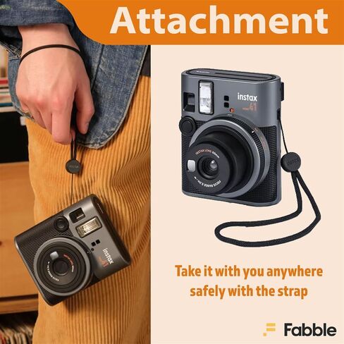 حزمة كاميرا Fujifilm Instax Mini 41 ذات الفيلم الفوري مع حافظة رائعة لـ Fuji Instax Mini 41، حزمة فيلم مزدوجة (40 ورقة) وقطعة قماش للتنظيف - أسود (5 قطع) in Saudi Arabia