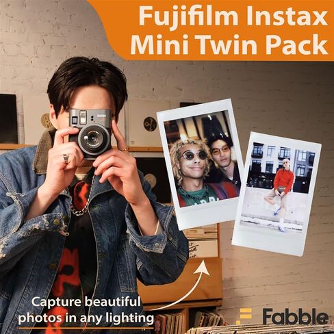 حزمة كاميرا Fujifilm Instax Mini 41 ذات الفيلم الفوري مع حافظة رائعة لـ Fuji Instax Mini 41، حزمة فيلم مزدوجة (40 ورقة) وقطعة قماش للتنظيف - أسود (5 قطع) in Saudi Arabia
