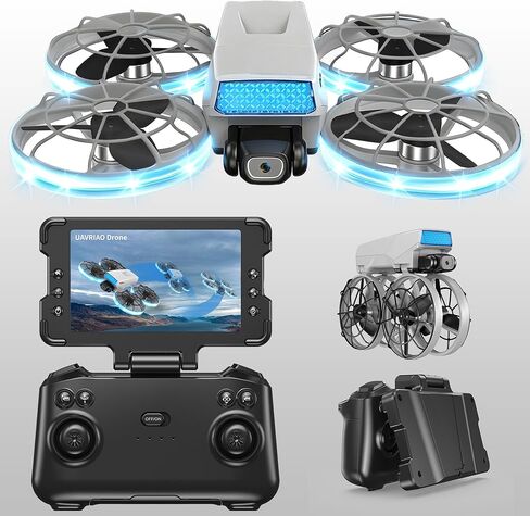 طائرة بدون طيار صغيرة RC قابلة للطي مع كاميرا 1K HD كوادكوبتر، جهاز تحكم عن بعد قابل للطي 2.4 بوصة، بطاريتان وحقيبة حمل - واقي المروحة الآمن، تقلبات ثلاثية الأبعاد، إقلاع/هبوط بمفتاح واحد، هدية مثالية للمبتدئين والكبار in Kuwait