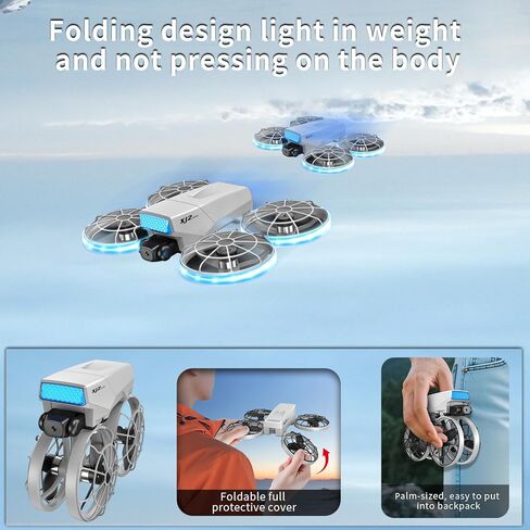 طائرة بدون طيار صغيرة RC قابلة للطي مع كاميرا 1K HD كوادكوبتر، جهاز تحكم عن بعد قابل للطي 2.4 بوصة، بطاريتان وحقيبة حمل - واقي المروحة الآمن، تقلبات ثلاثية الأبعاد، إقلاع/هبوط بمفتاح واحد، هدية مثالية للمبتدئين والكبار in Kuwait