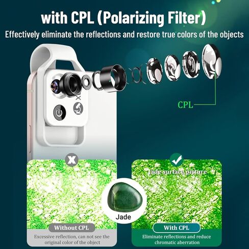 مجاهر هاتف الجيب، مكبرة بمشبك تكبير 200 مرة مع عدسة CPL وإضاءة LED، عدسة مجهرية محمولة للاستمتاع بالعالم الصغير (أبيض) in Kuwait