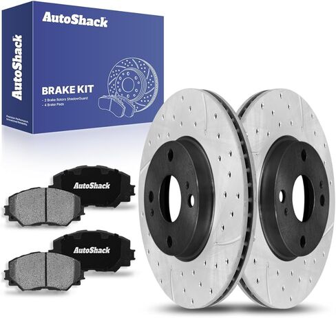 Autoshack Front Brake Kit Placeming for 2006-2018 Toyota Yaris 2012-2019 Prius C 2013 Scion IQ 1.5L FWD DISC DIST ROTORS مع منصات الفرامل الخزفية 10.0 "(255.0 مم) CBO41441184C322 in Saudi Arabia