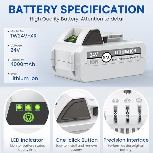 بديل لبطارية Sun/Snow/Aqua Joe 24V iON+ بطارية ليثيوم أيون 4000 مللي أمبير في الساعة متوافقة مع Snow/Sun Joe 24VBAT-LTX 24VBAT-LTW 24VBAT-LTE 24VBAT 24V-X2-SB18 24VBAT-XR أدوات كهربائية لاسلكية 2 حزمة in Kuwait
