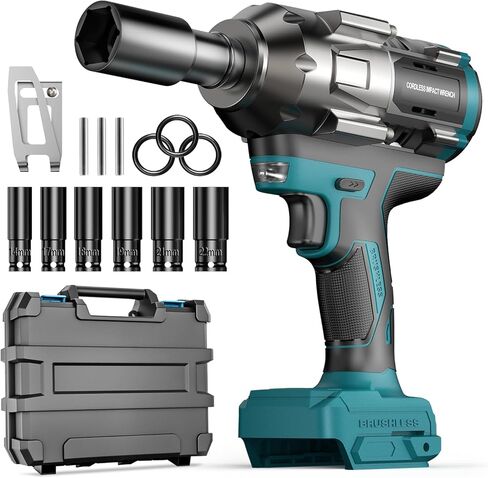 Cordless Impact Wrench for Makita 18V Battery – 1/2" Brushless Impact Driver, 900 Ft-Lbs (1200Nm) High Torque, 4-Speed, LED Light, Includes 6 Sockets (Bare Tool Only) in Saudi Arabia
