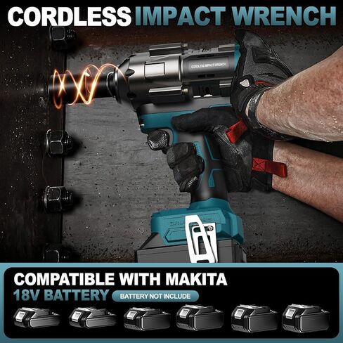 Cordless Impact Wrench for Makita 18V Battery – 1/2" Brushless Impact Driver, 900 Ft-Lbs (1200Nm) High Torque, 4-Speed, LED Light, Includes 6 Sockets (Bare Tool Only) in Saudi Arabia