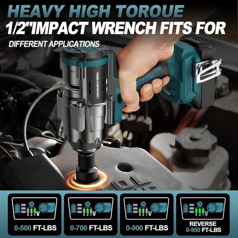 Cordless Impact Wrench for Makita 18V Battery – 1/2" Brushless Impact Driver, 900 Ft-Lbs (1200Nm) High Torque, 4-Speed, LED Light, Includes 6 Sockets (Bare Tool Only) in Saudi Arabia