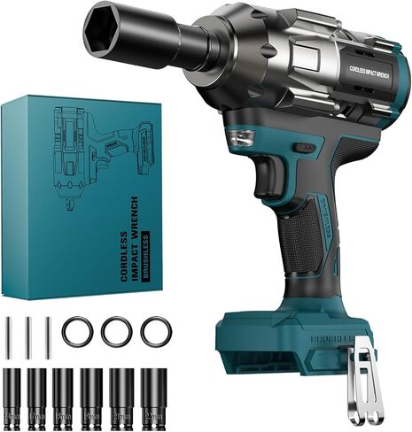 Cordless Impact Wrench for Makita 18V Battery – 1/2" Brushless Impact Driver, 900 Ft-Lbs (1200Nm) High Torque, 4-Speed, LED Light, Includes 6 Sockets (Bare Tool Only) in Saudi Arabia