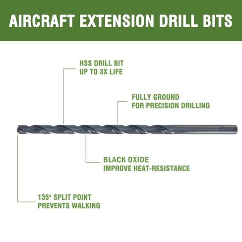 3/16 x 18 Inch Long Drill Bits (2 Pack) High Speed Steel Black Oxide Drilling for Wood and Metal, with 13 Inch Flute in Saudi Arabia