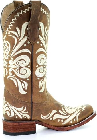 Circle G LADIE'S TAN EMBROIDERY SQ. TOE, LEATHER SOLE, WESTERN L5409 in Saudi Arabia