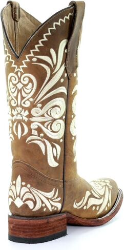 Circle G LADIE'S TAN EMBROIDERY SQ. TOE, LEATHER SOLE, WESTERN L5409 in Saudi Arabia