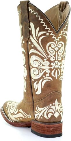 Circle G LADIE'S TAN EMBROIDERY SQ. TOE, LEATHER SOLE, WESTERN L5409 in Saudi Arabia
