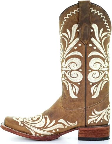 Circle G LADIE'S TAN EMBROIDERY SQ. TOE, LEATHER SOLE, WESTERN L5409 in Saudi Arabia