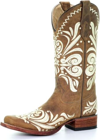 Circle G LADIE'S TAN EMBROIDERY SQ. TOE, LEATHER SOLE, WESTERN L5409 in Saudi Arabia
